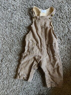 Striped Brown & Cream baby Overalls -